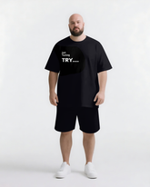 Every Win Starts with One Try Big & Tall Men's Simple Lettering T-shirt 2-Piece Set